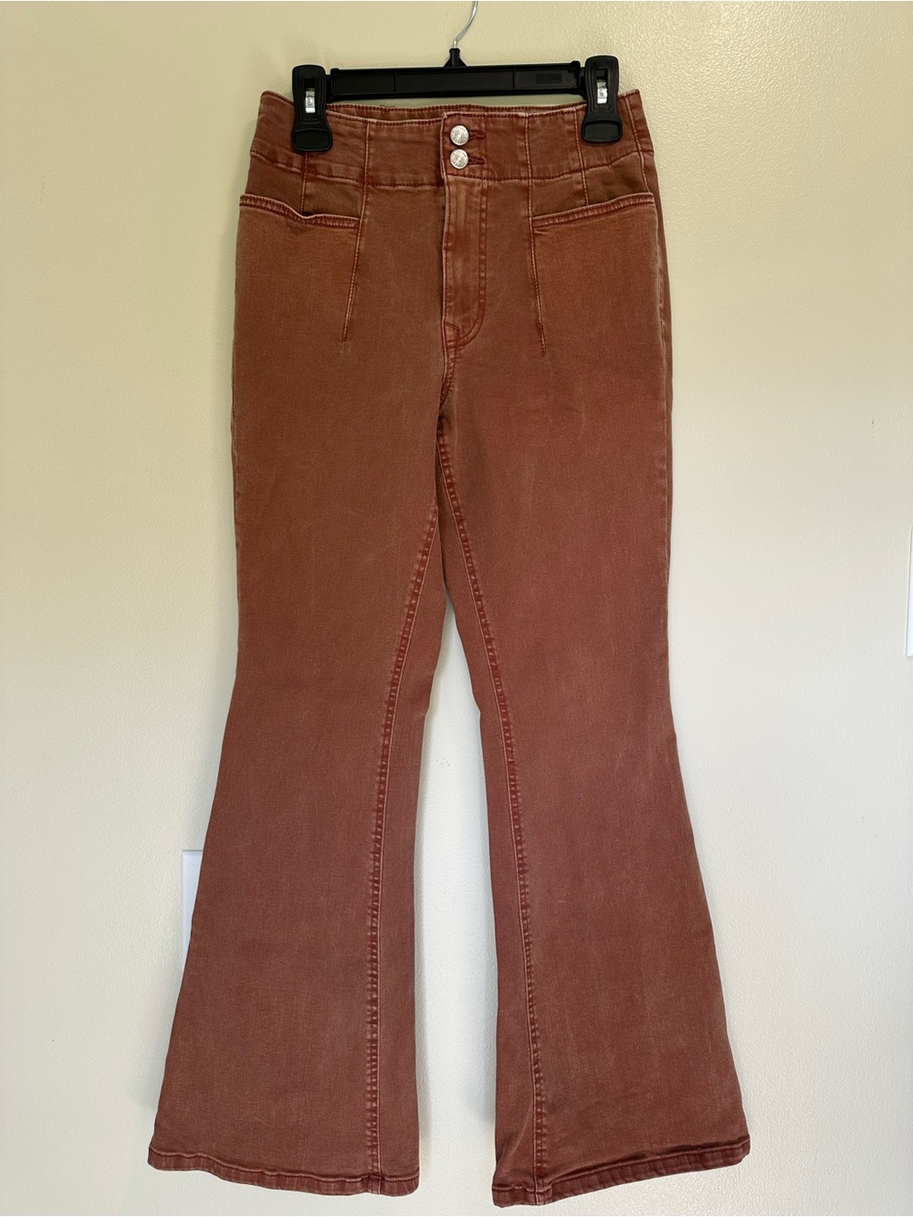 Maurices High Rise Flared Jeans in Rust Color